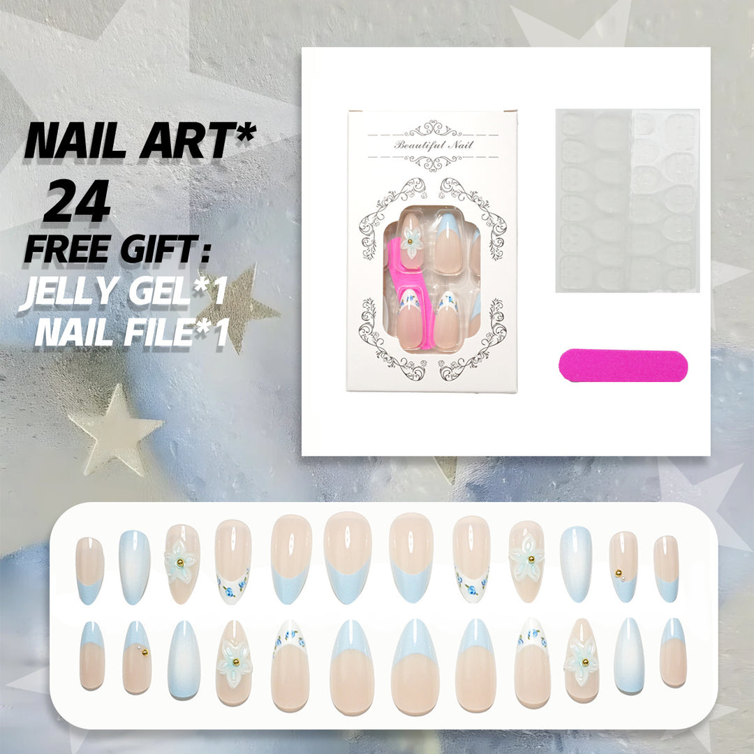 Decorative Press-On Nail Art Set with Accessories
