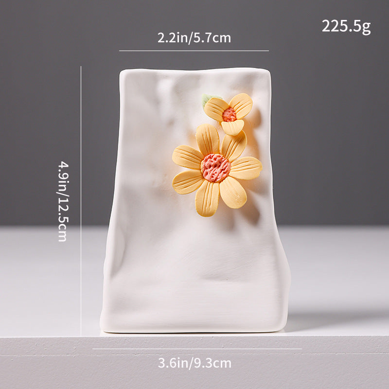 Decorative Floral Relief Ceramic Vase Kalsten