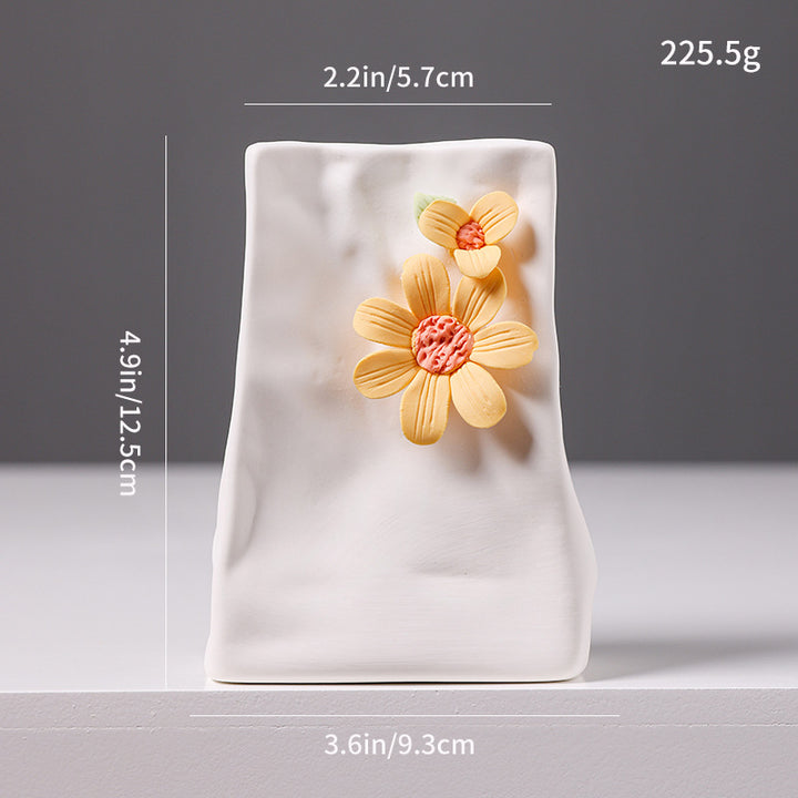 Decorative Floral Relief Ceramic Vase Kalsten