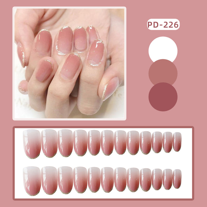 Glossy French Tip Press-On Nails Set Kalsten