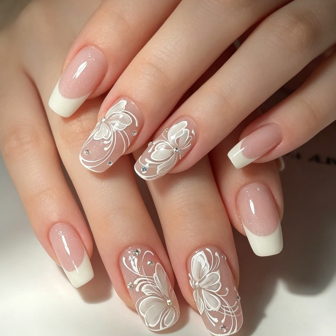Elegant Floral Acrylic Nail Art Kalsten