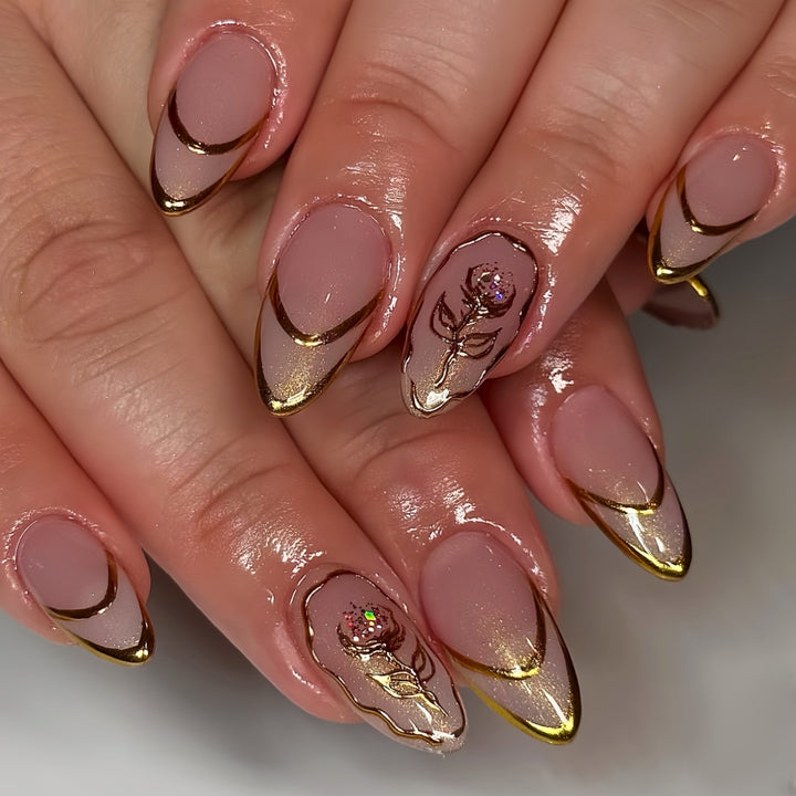 Elegant Floral Acrylic Nail Enhancements Kalsten
