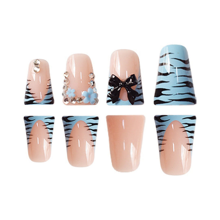 Decorative Press-On Nail Art Set with Bow and Gem Accents Kalsten