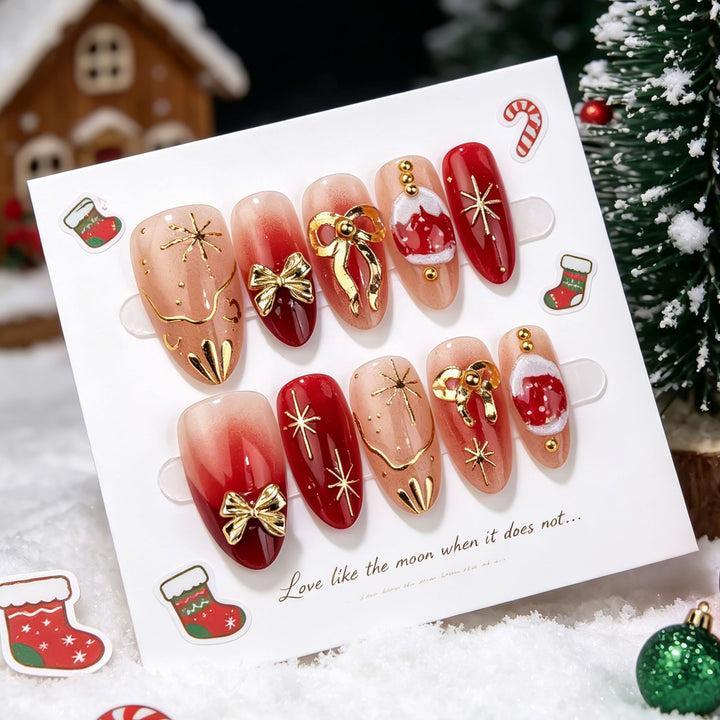 Festive Christmas-Themed Press-On Nail Art Set 1790738583