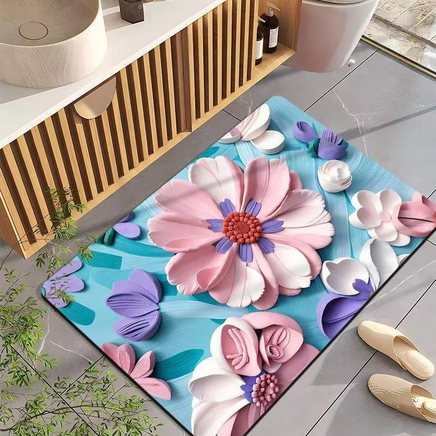 Leaf-Patterned Bathroom Mat Kalsten