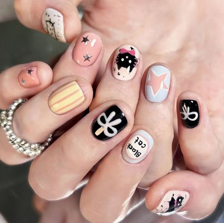 Star-Patterned Elegant Press-On Nail Set Kalsten