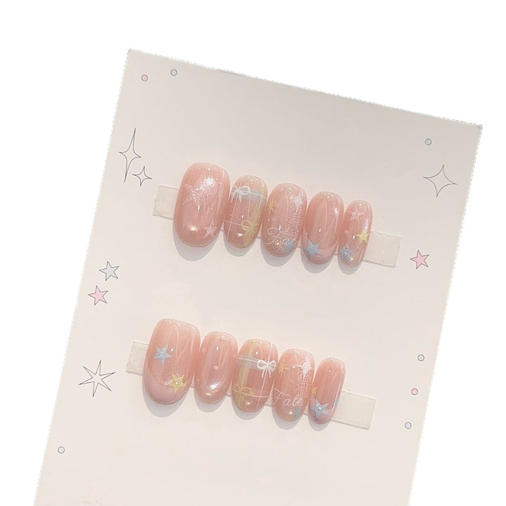 Artificial nails with romantic star and glitter motifs Kalsten