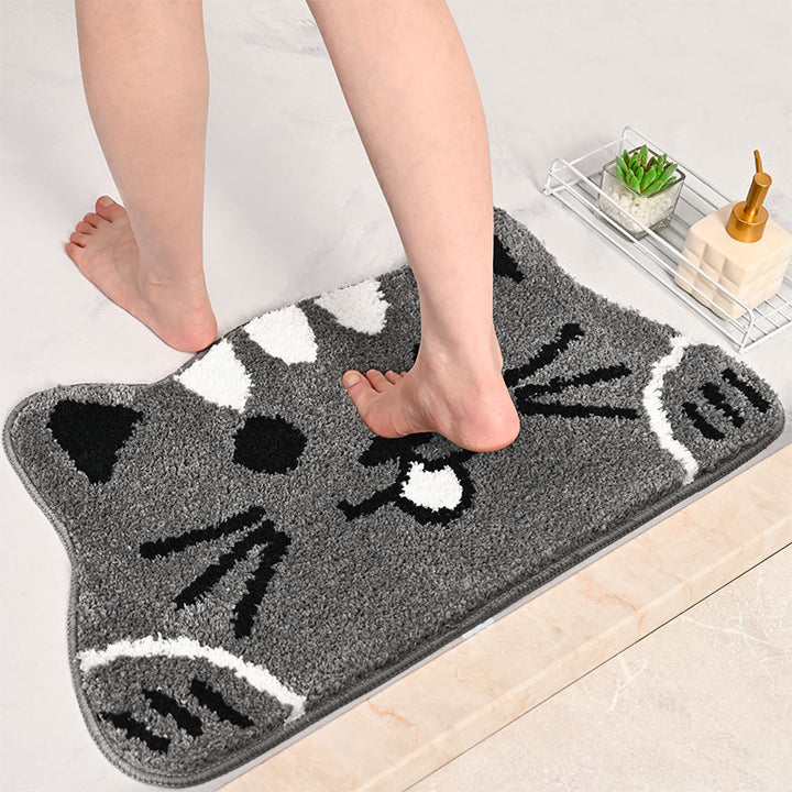 Whimsical Cat-Themed Bath Mat Kalsten