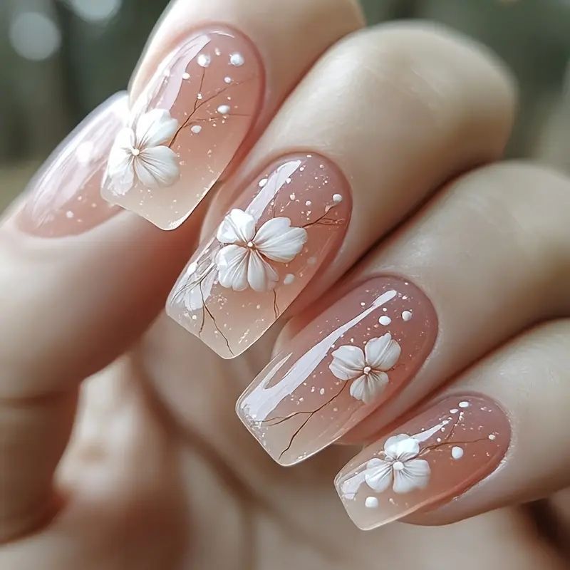 Floral French Tip Acrylic Nail Enhancements Kalsten