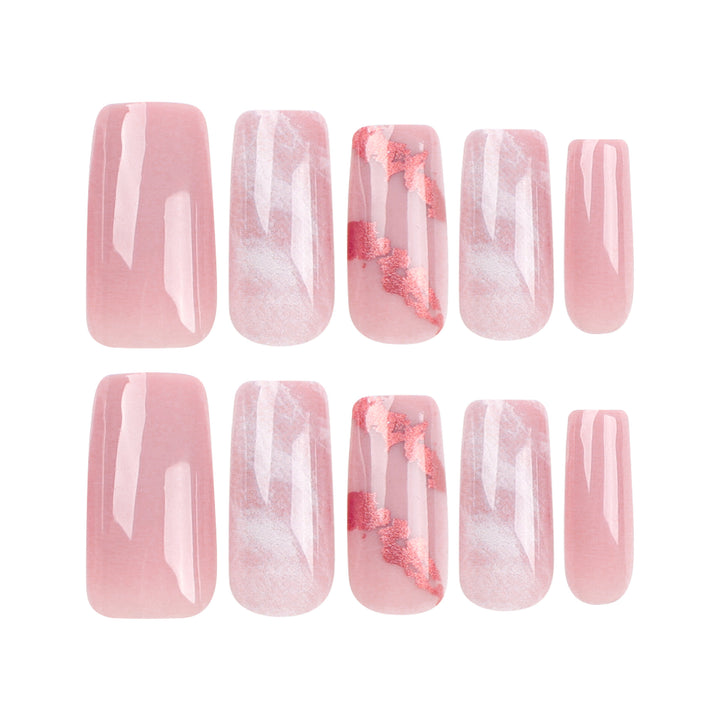 Artistic Nail Extensions with Marbled and Golden Accents Kalsten