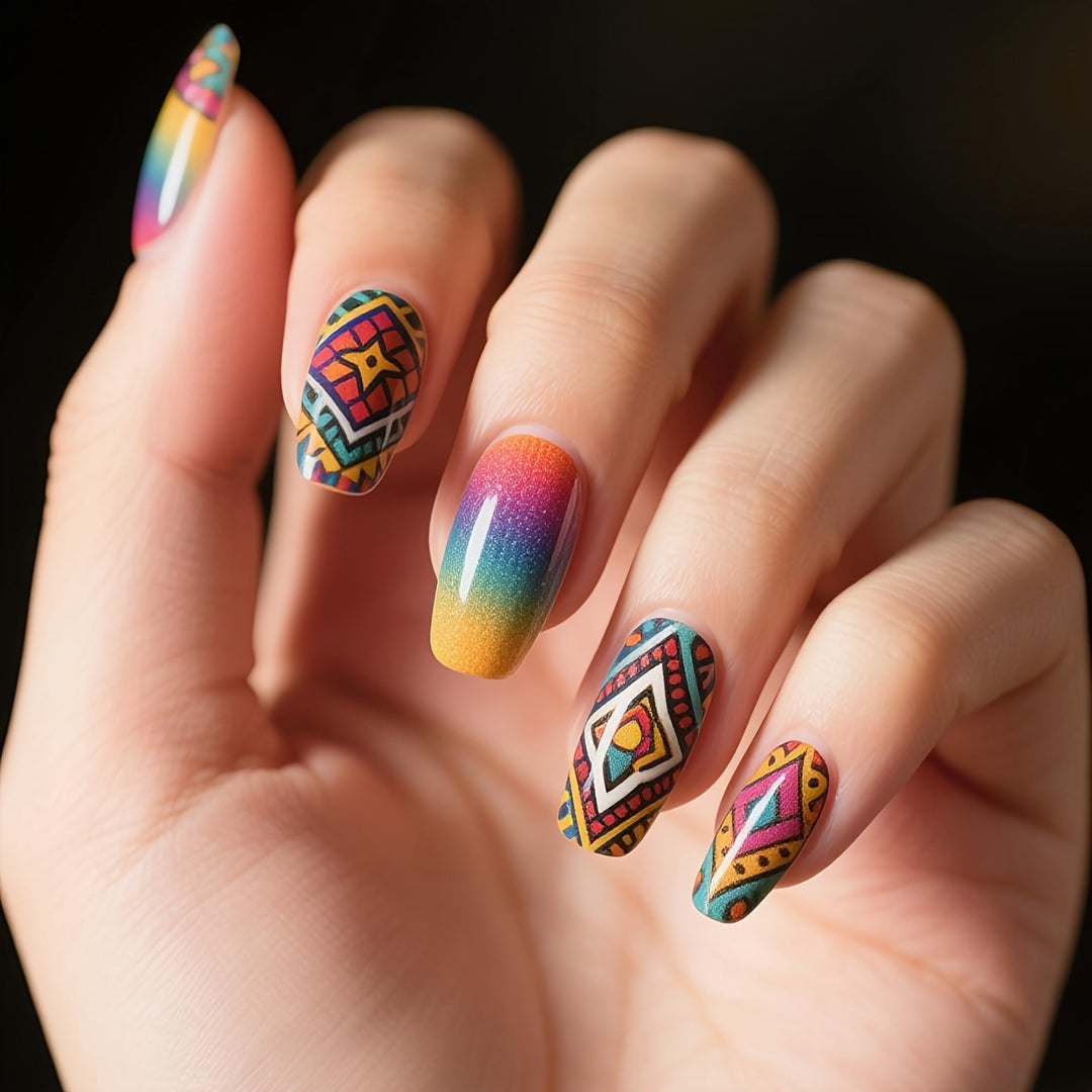 Bohemian Geometric Nail Art Kalsten
