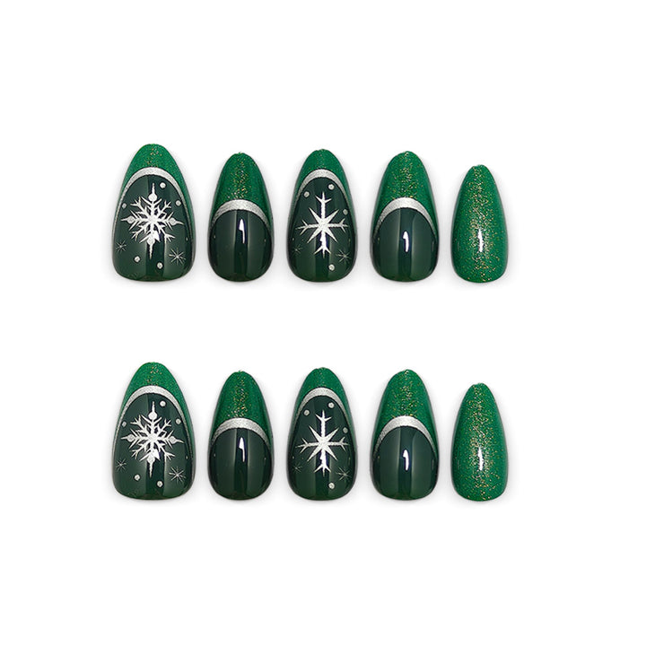 Glamorous artificial nails with intricate Christmas design Kalsten