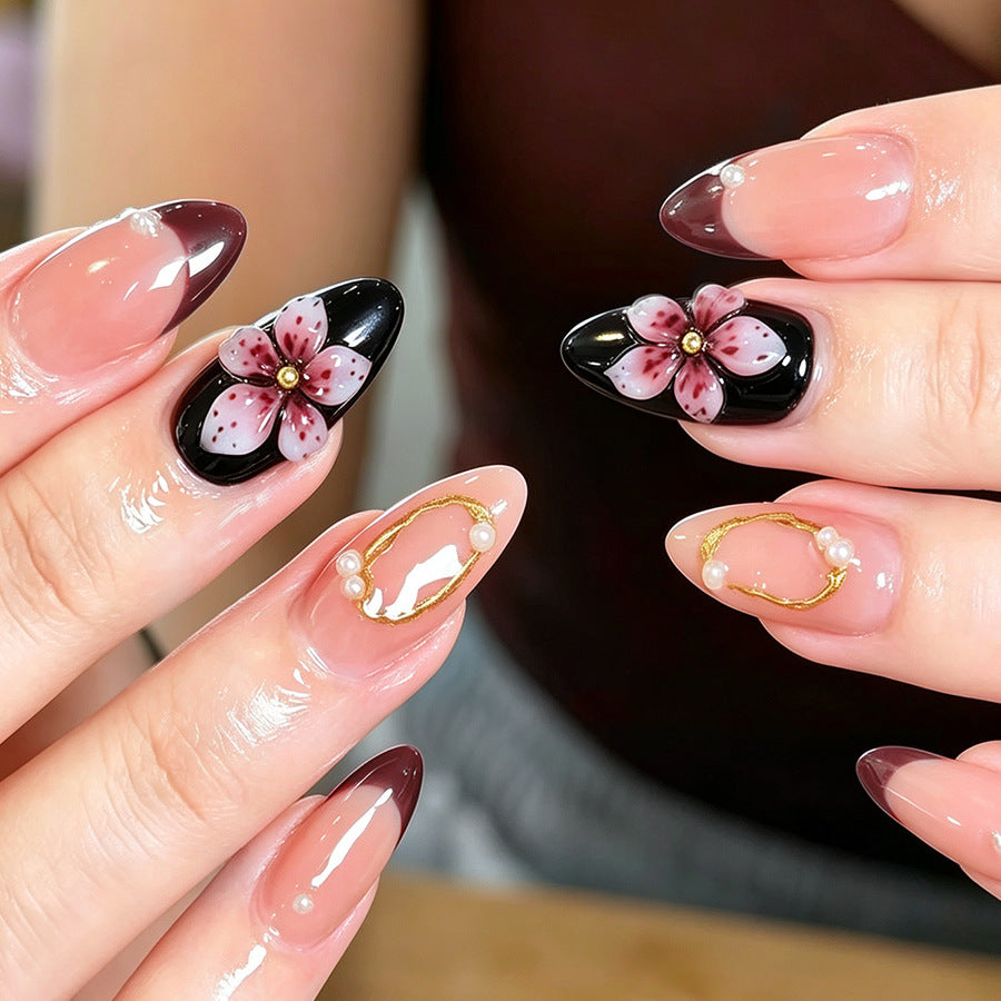Elegant Decorative Floral Press-On Nails Kalsten