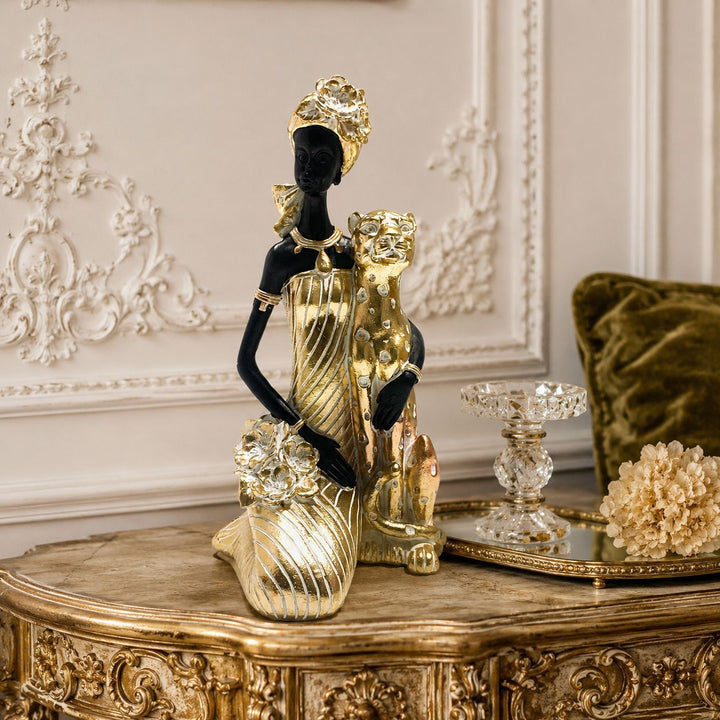 Elegant sculpture with leopard casting Kalsten