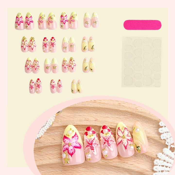 Elegant Floral Press-On Nail Art Kalsten