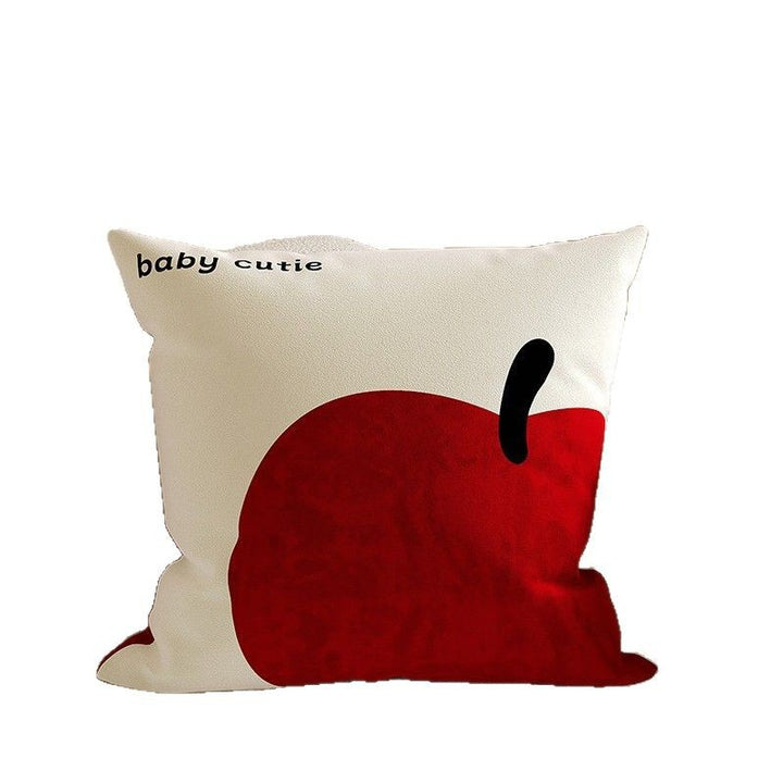 Minimalist Oversized Apple Graphic Linen-Blend Throw Pillow Cover with Hidden Zipper