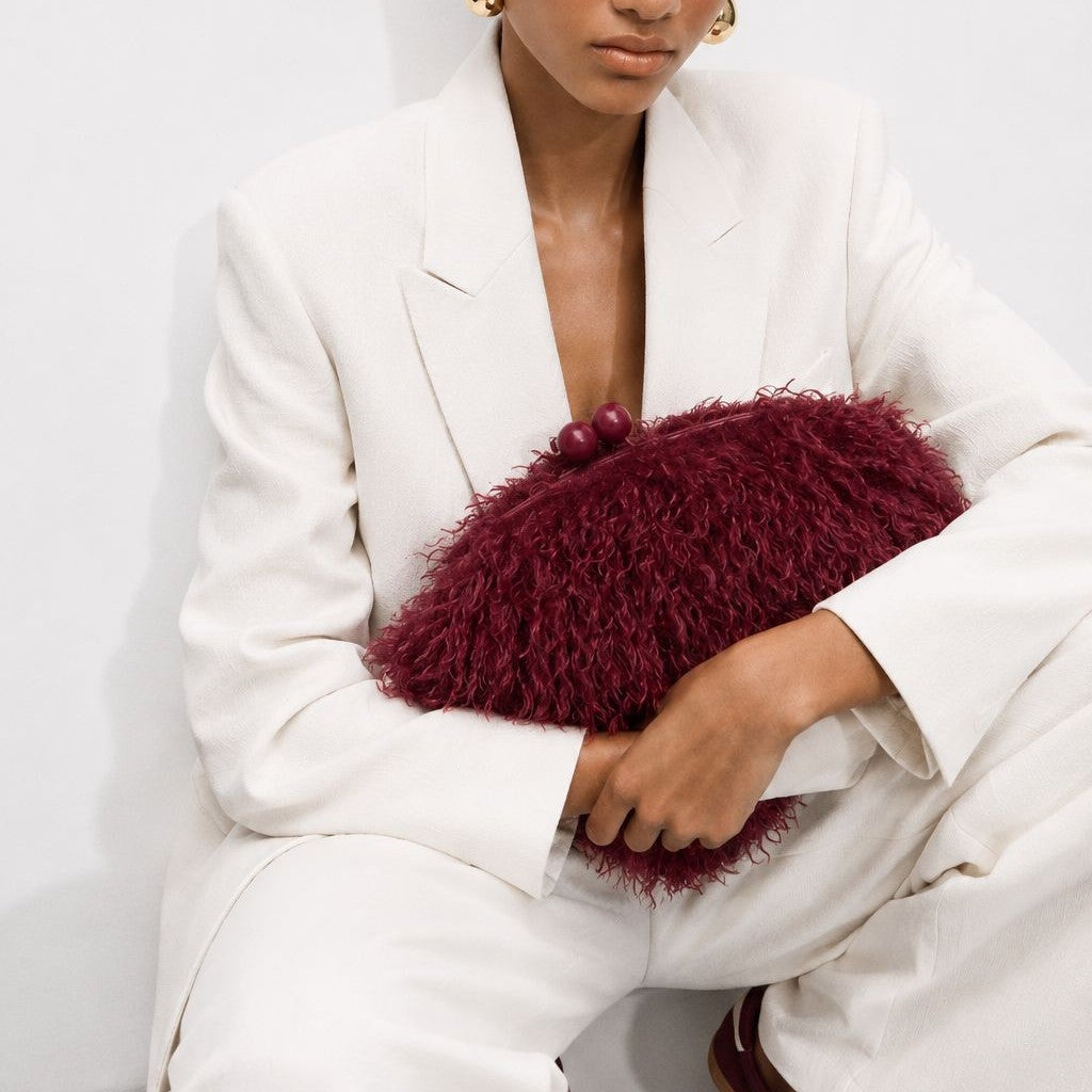 Fur Textured Clutch Bag