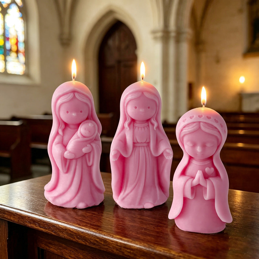 Sculptural Virgin Mary Candle Holder