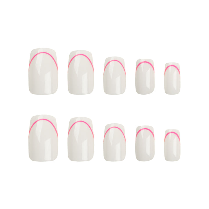 Stylish artificial nails with elegant French tip and modern accents Kalsten