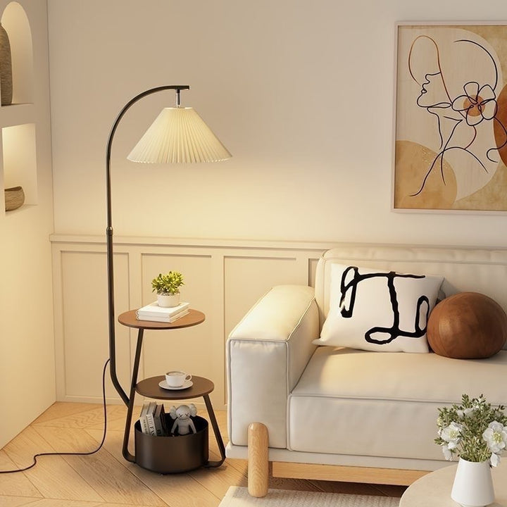 Modern Adjustable Floor Lamp with Integrated Table