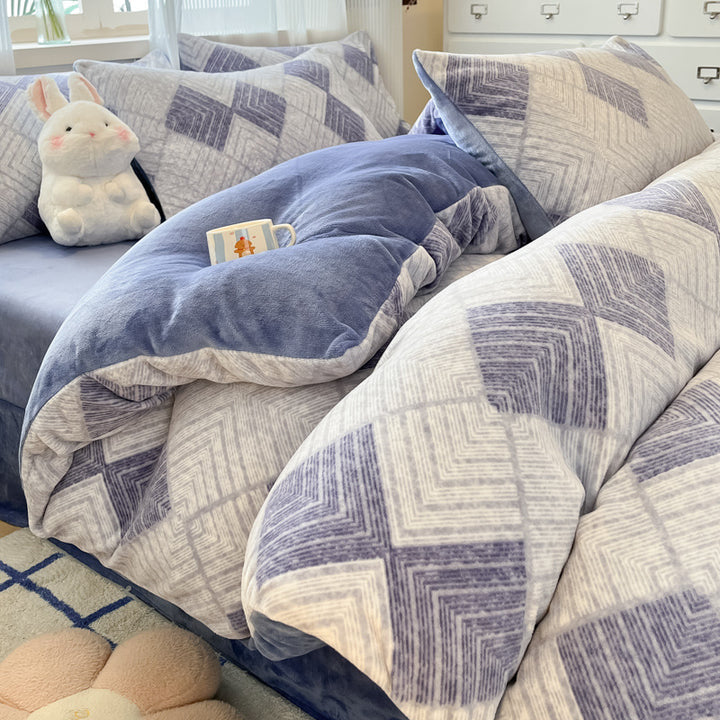 Plush Reversible Microfiber Comforter Set With Oversized Bolstered Body Pillow And Geometric Print