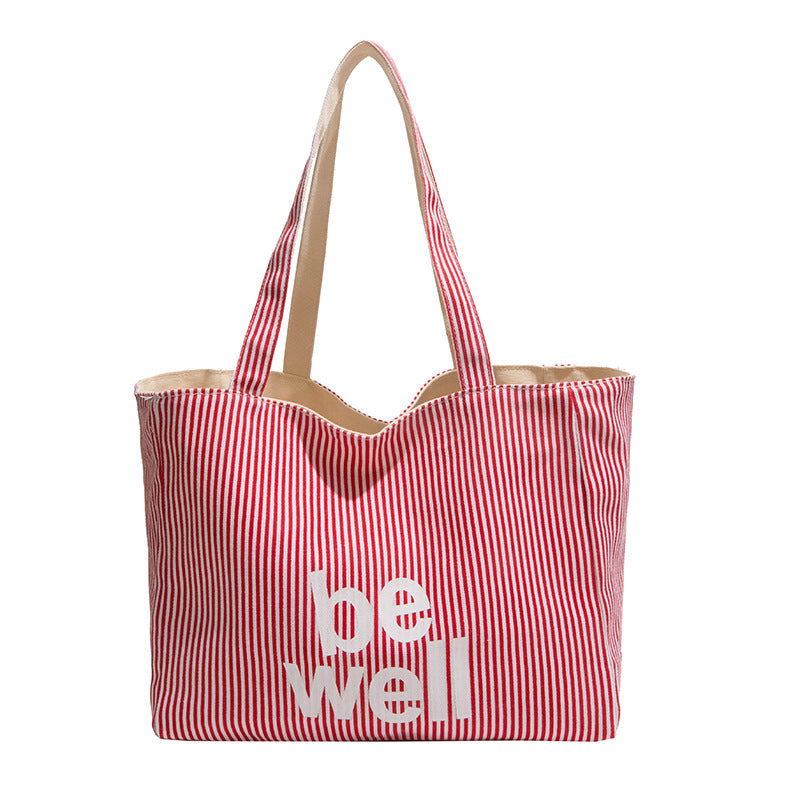Striped Canvas Tote Bag