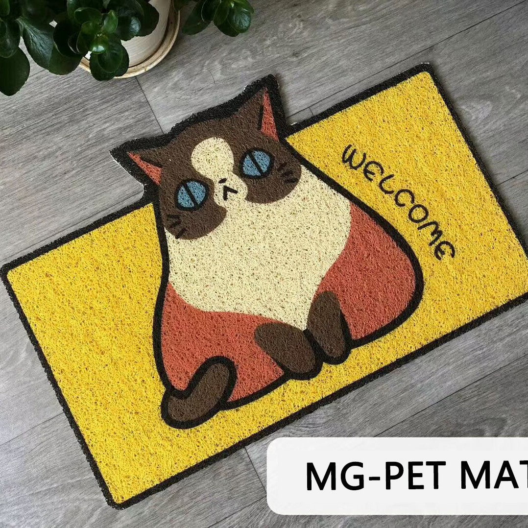Decorative Coir Cat-Shaped Welcome Doormat With Non-Slip Pvc Backing And Weather-Resistant Fibers