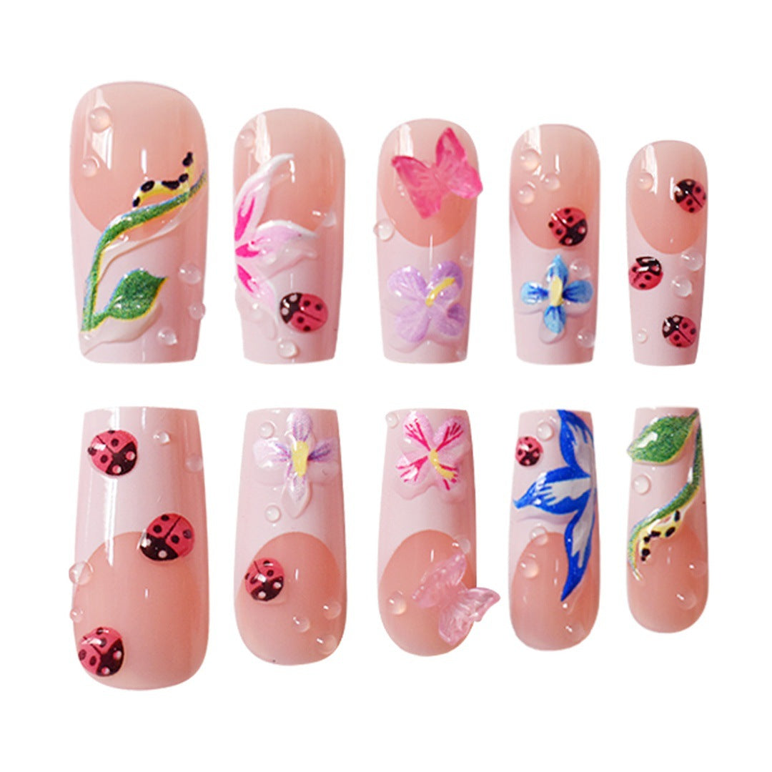 Floral Raised 3D Press-On Nail Set Kalsten