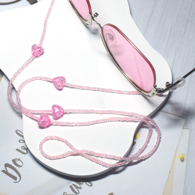 Heart-Embellished Beaded Eyewear Chain Kalsten