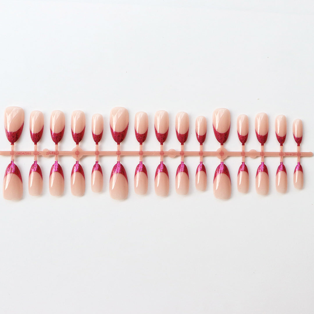 Glamorous Glitter French Tip Press-On Nails