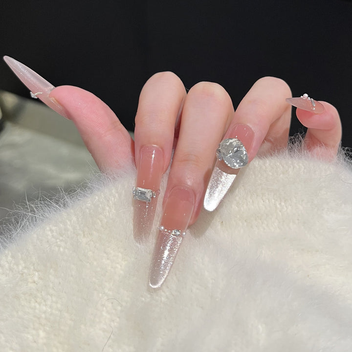 Decorative Stiletto Press-On Nail Art Set with Rhinestone Details Kalsten