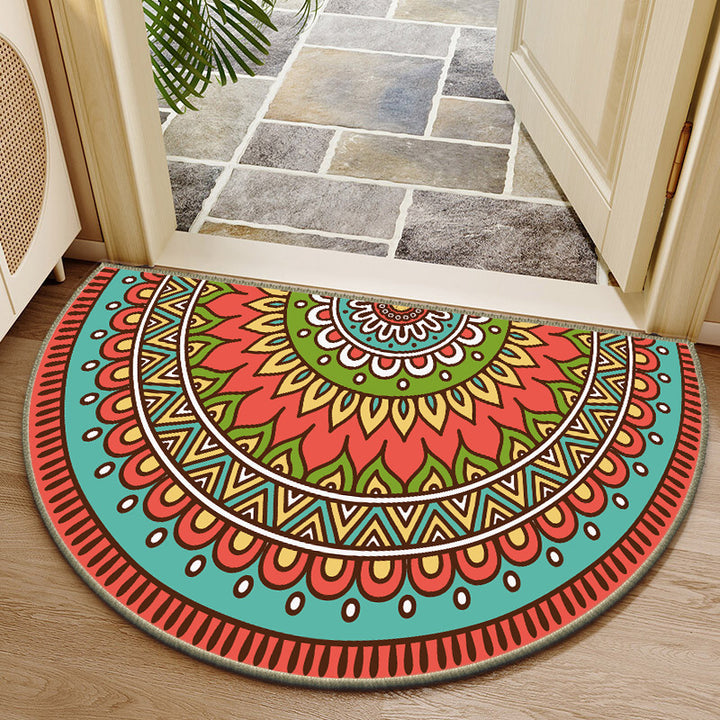 Elegant Round Floral Design Indoor Mat Kalsten