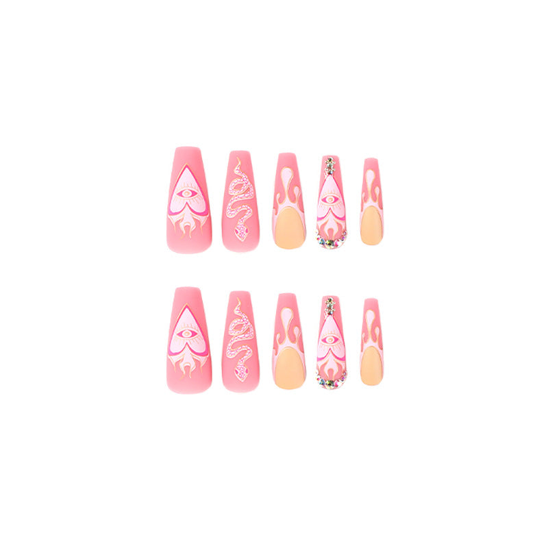 Artful Nail Extensions with Snake and Flower Decoration Kalsten