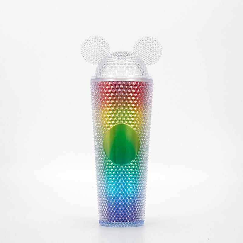 Studded Textured Reusable Tumbler With Decorative Ear-Top Screw Lid