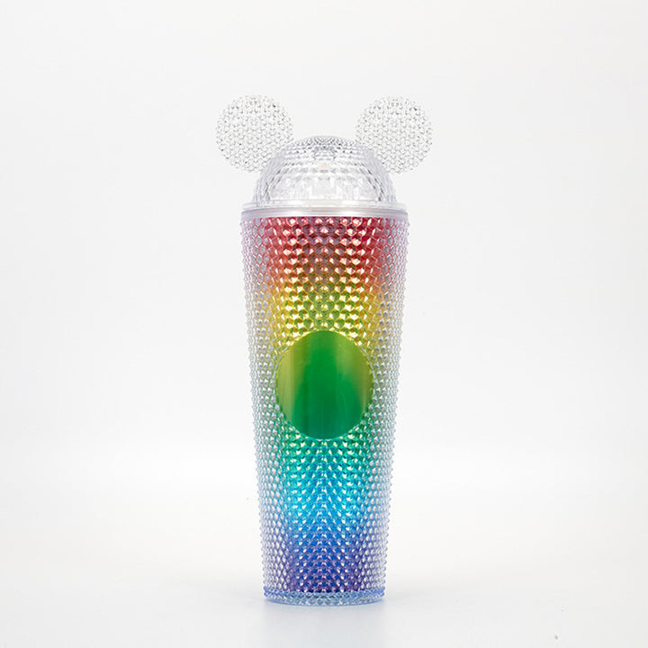 Studded Textured Reusable Tumbler With Decorative Ear-Top Screw Lid