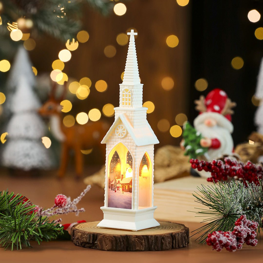 LED Decorative Christmas Village Church Figurine Kalsten