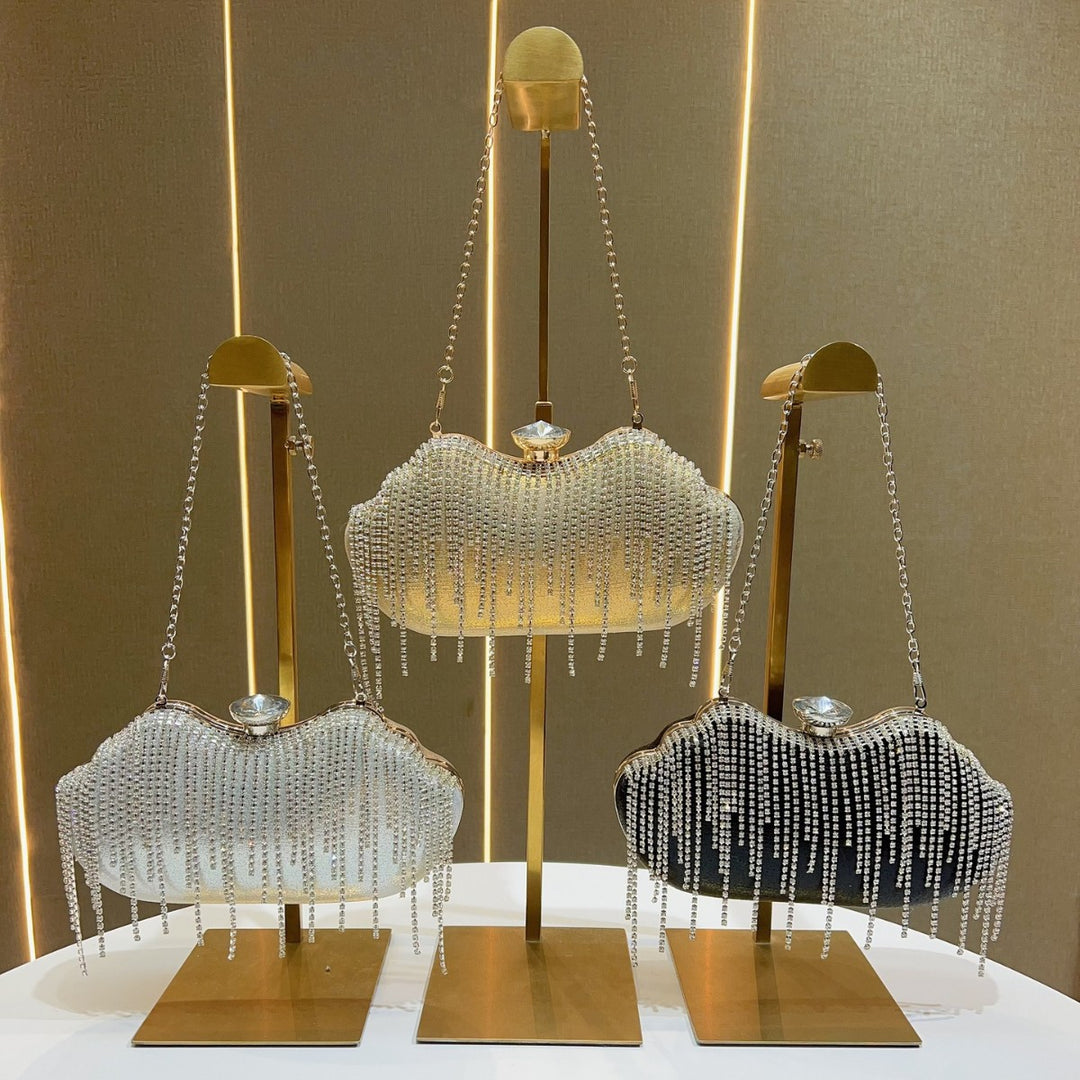 Glamorous Crystal Fringe Evening Handbag