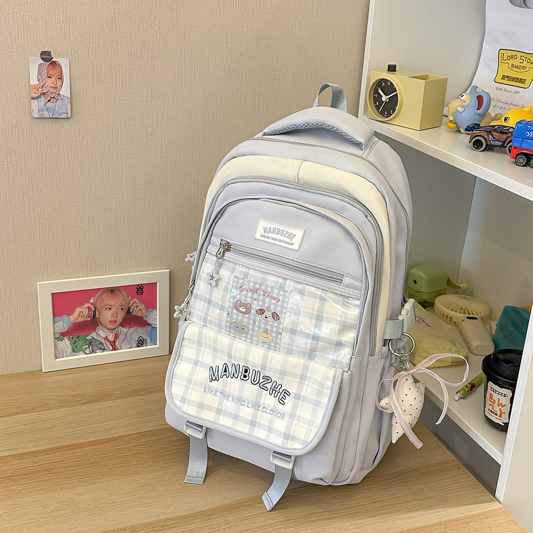Trendy Spacious Backpack with Transparent Pocket Kalsten