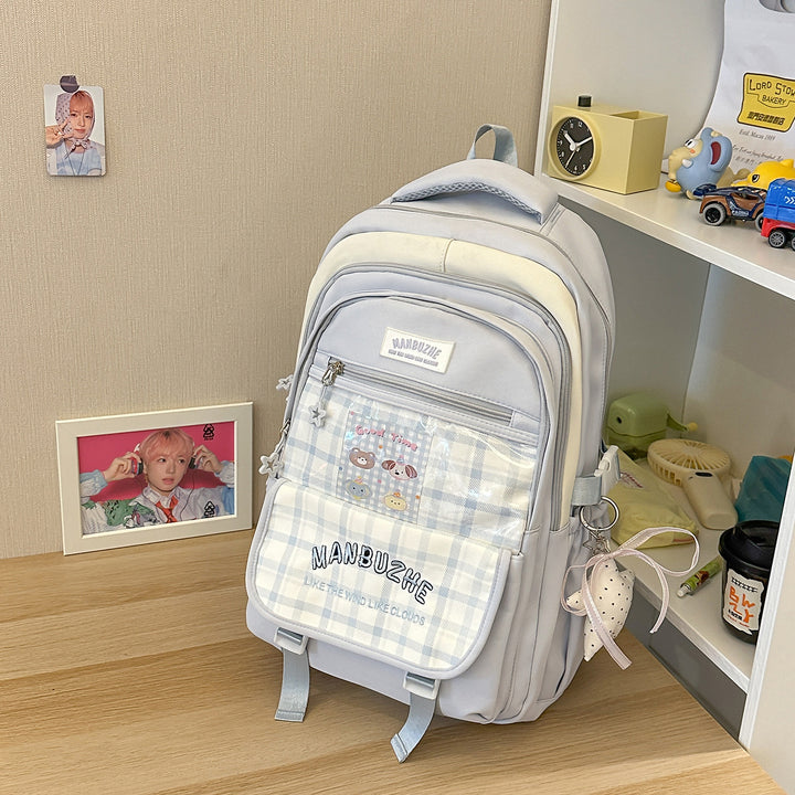 Trendy Spacious Backpack with Transparent Pocket Kalsten