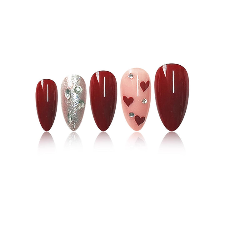 Romantic Heart-Themed Press-On Nail Set Kalsten