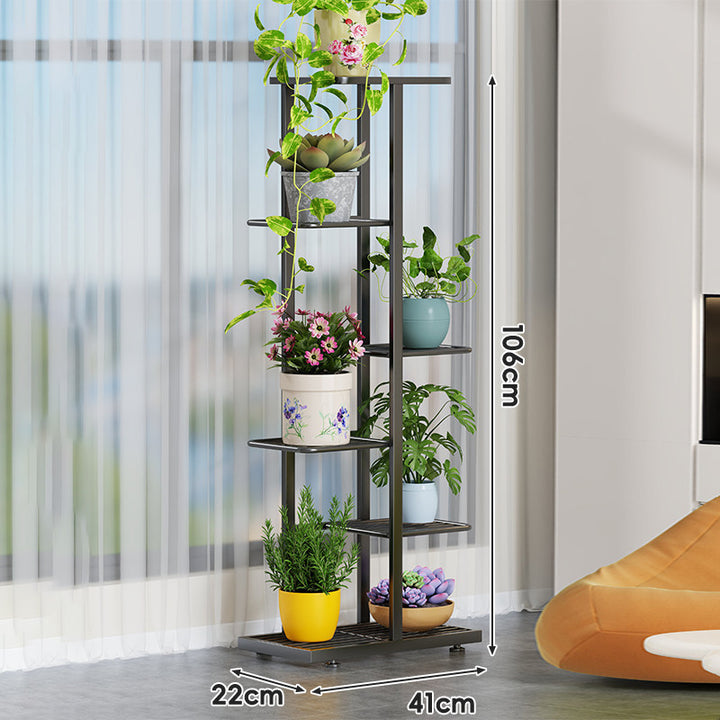 Indoor Multi-Tier Vertical Plant Stand with Slatted Base and Tiered Shelves