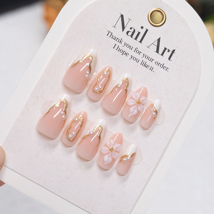 Floral-Designed Press-On Nail Art