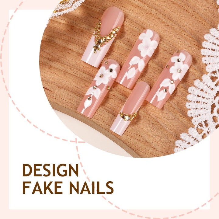 Art nail set with refined flower and glitter elements Kalsten