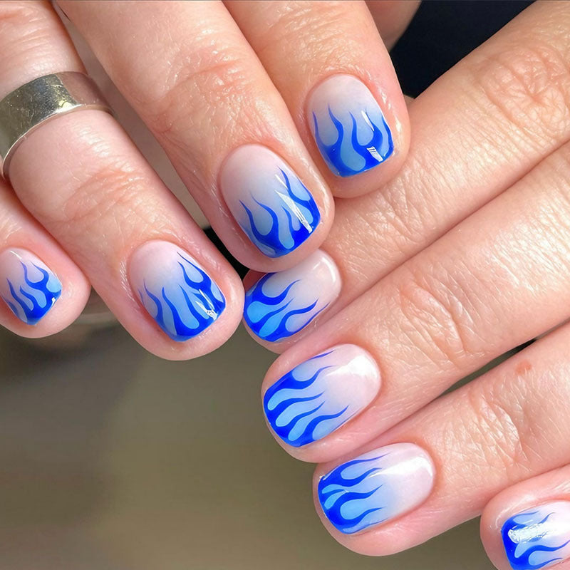 Nail set with creative flame designs Kalsten