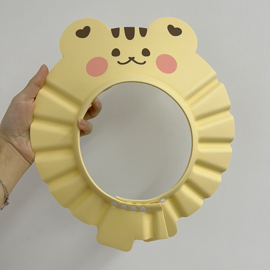 Baby Bath Shower Visor with Adjustable Snap and Cute Animal Ruffle Design