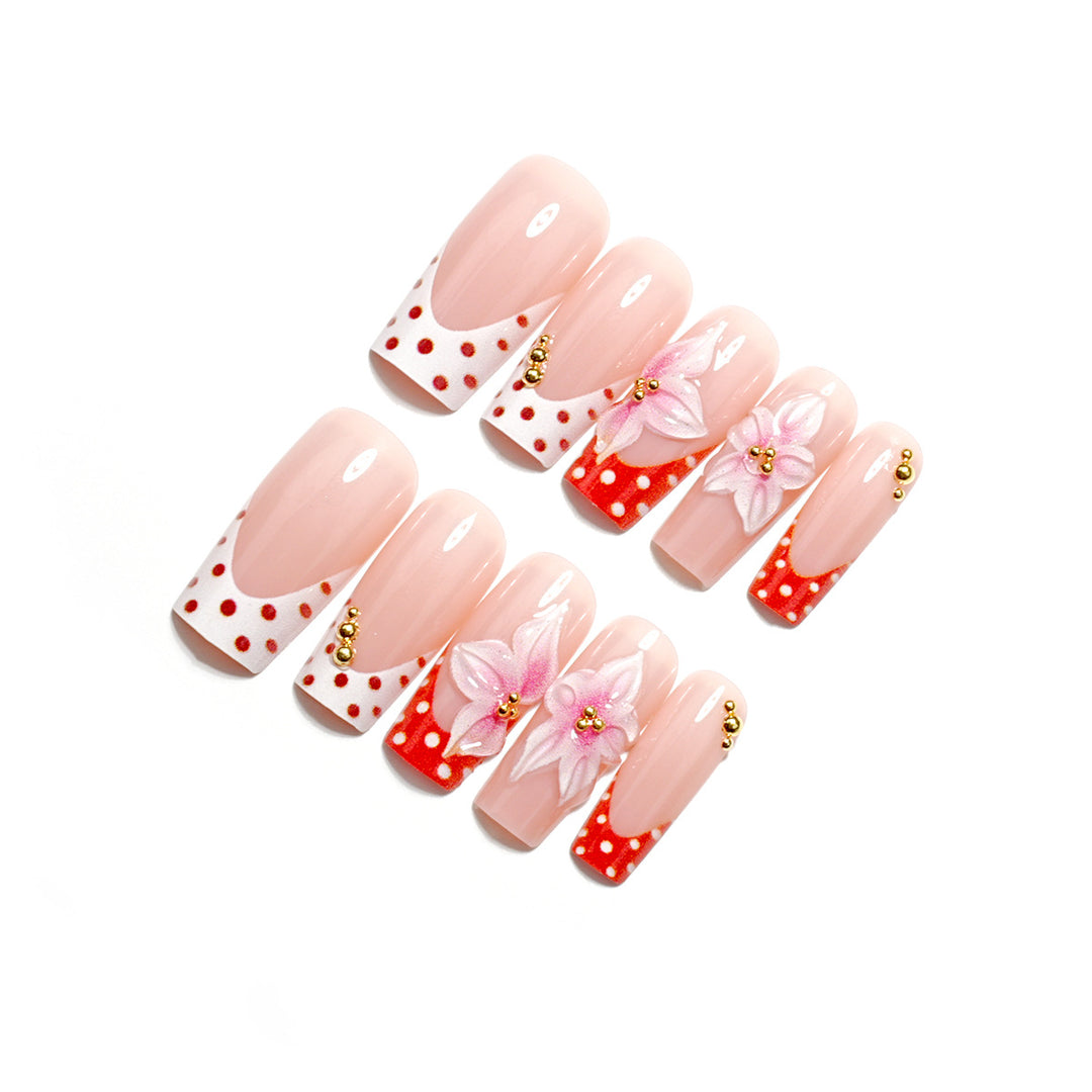 Artistic Floral Press-On Nail Set
