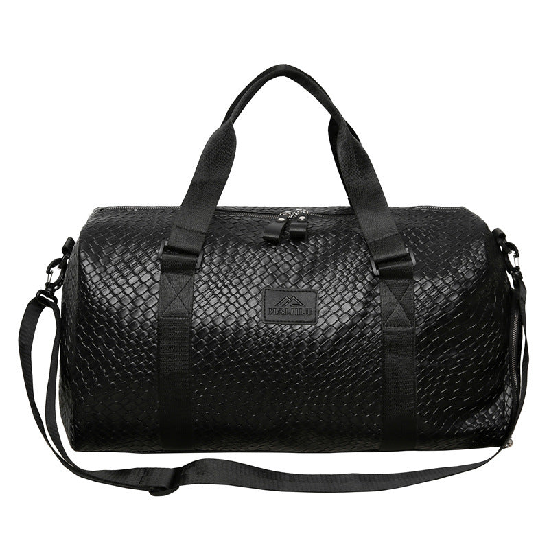 Elegant Woven Leather Duffle Bag