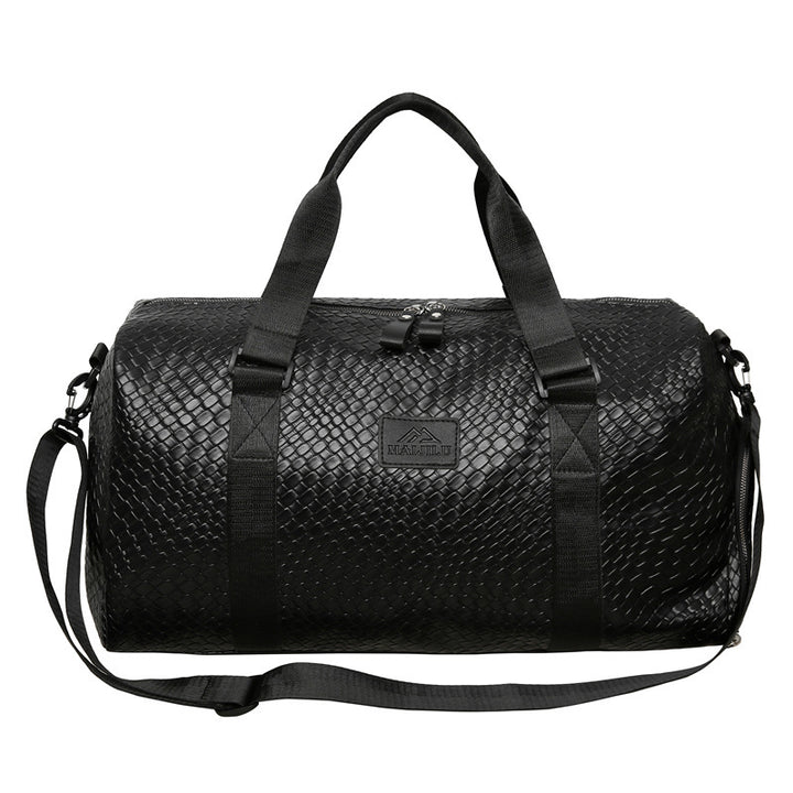 Elegant Woven Leather Duffle Bag