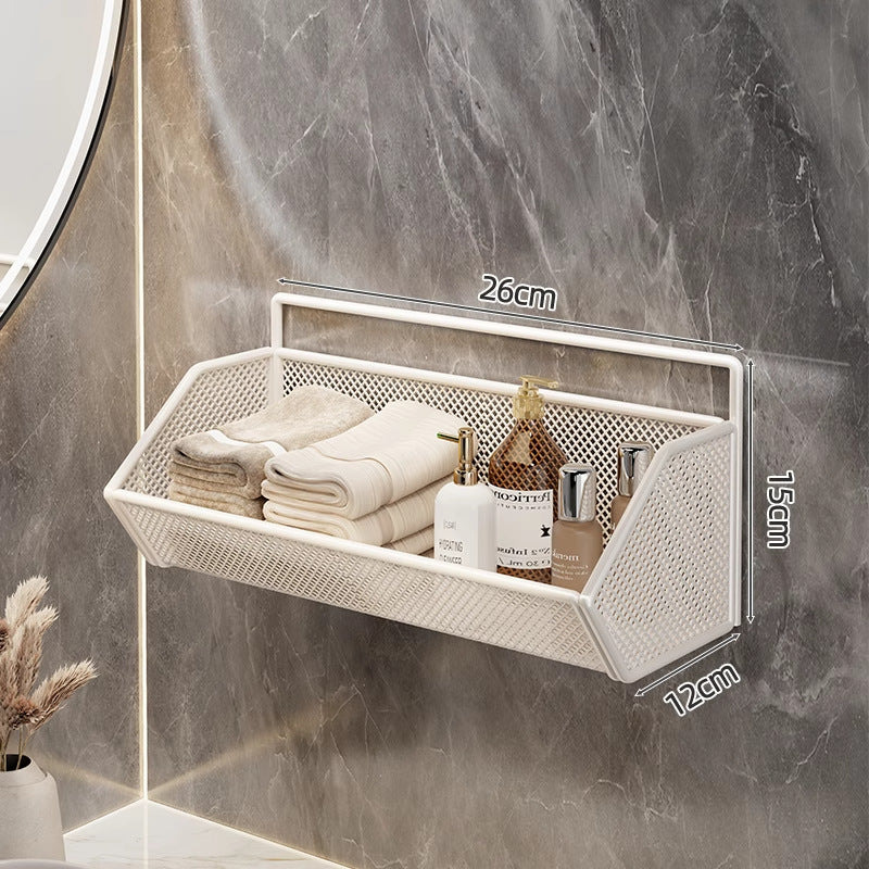 Wall-Mounted Mesh Bathroom Organizer Shelf