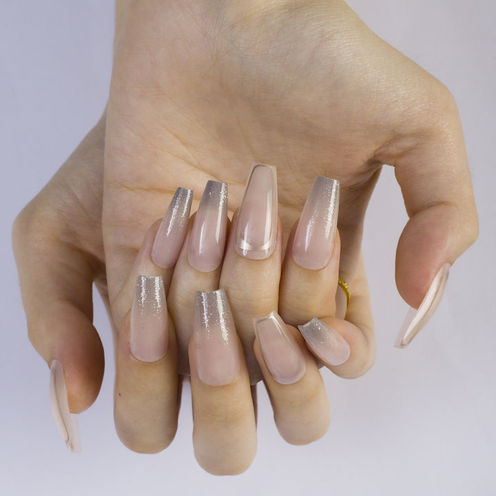 Artificial nails with glitter tip and high gloss finish Kalsten